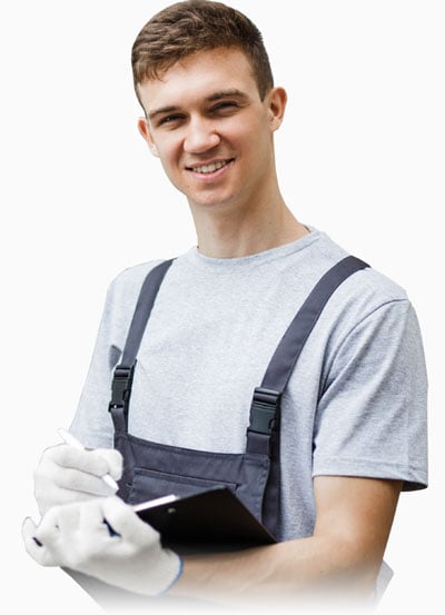 Small business owner working at the counter